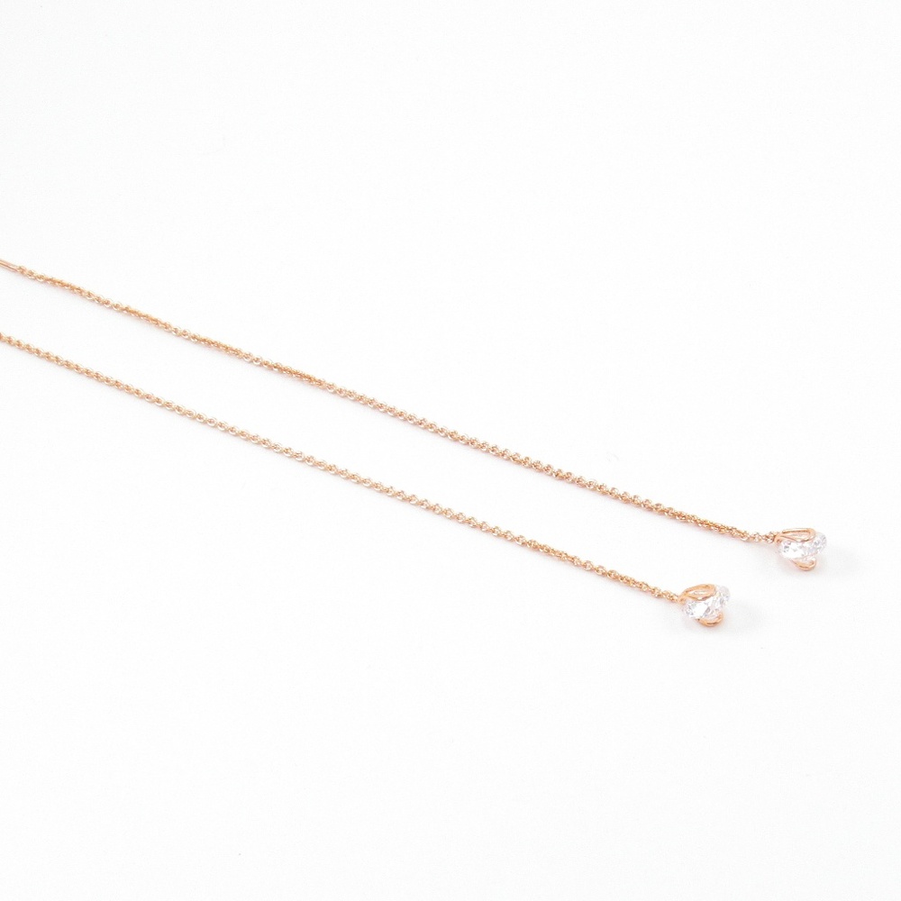 Crystal Threader Earrings Rose Gold Dangle Chain - Picture 2 of 3